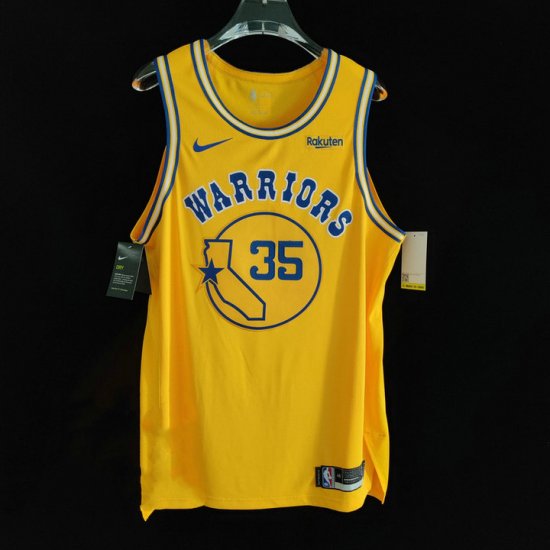 Warriors jersey yellow Durant 35 player version